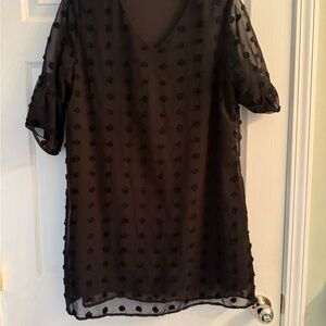 Black Sheer Polka Dot Dress
